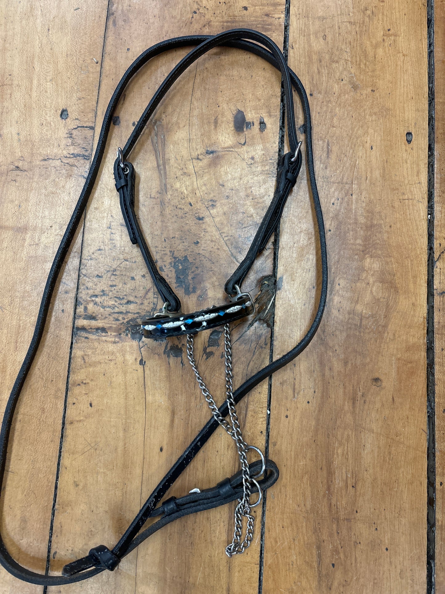 Leather Show Halter and Lead-Black Patent-Mini