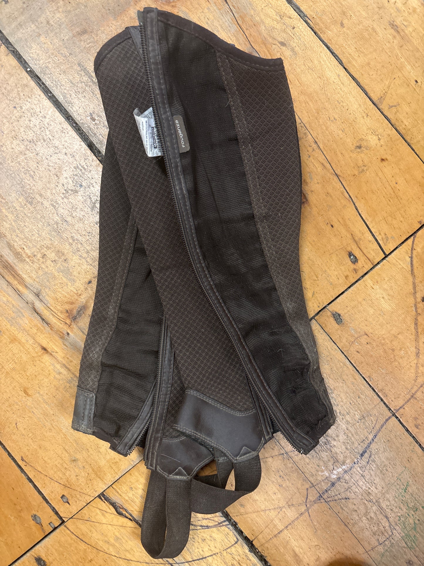 Fouganza Decathlon Half Chaps-Brown-Medium Short