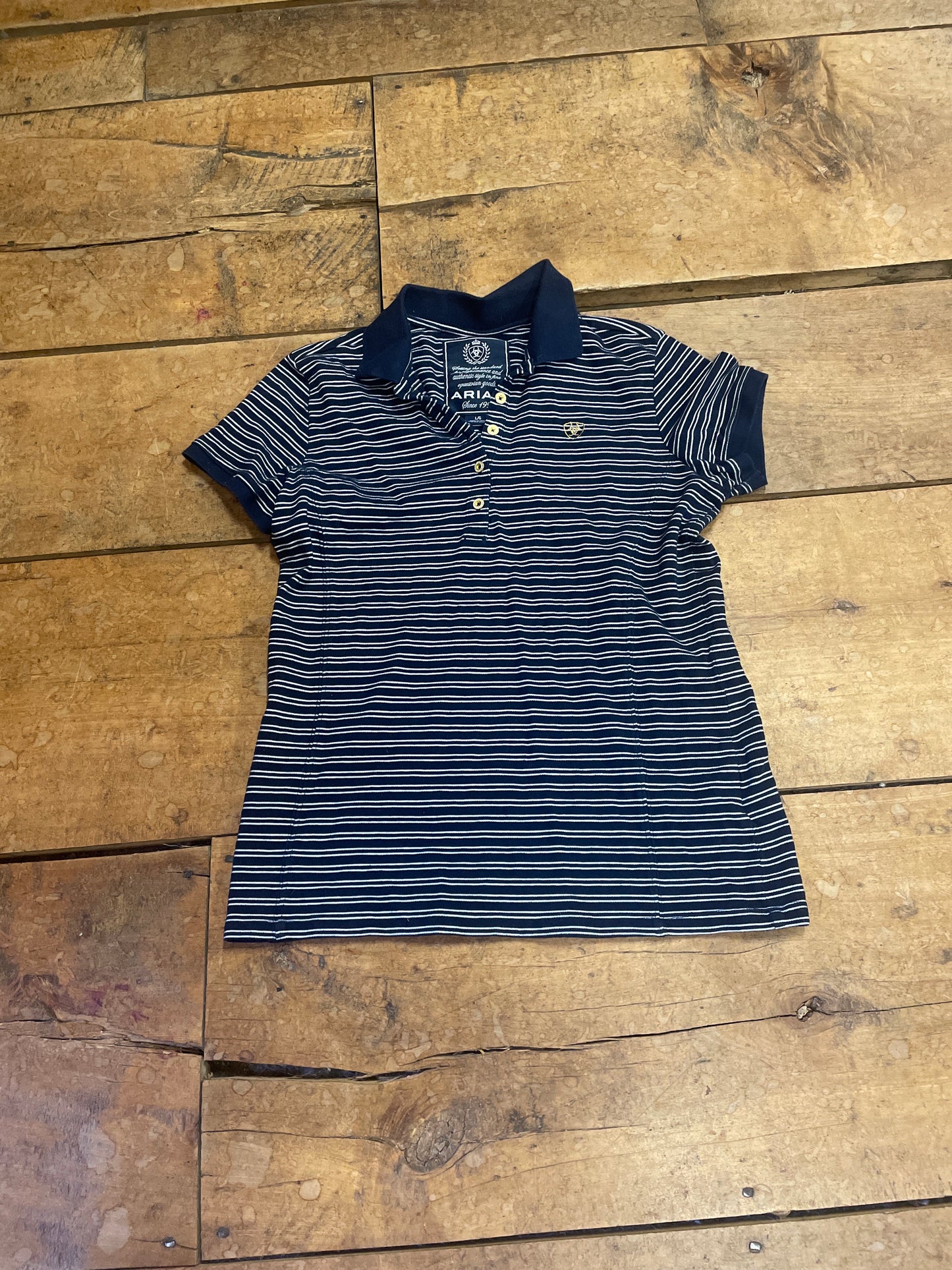 Ariat Polo Shirt-Blue Stripe-Large