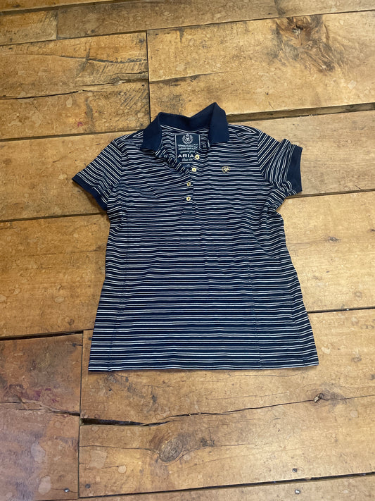 Ariat Polo Shirt-Blue Stripe-Large