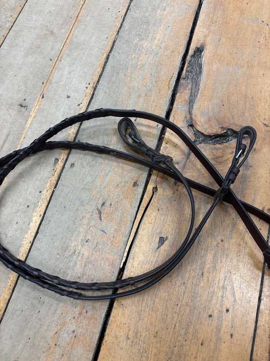 Braided Reins-Brown-Cob