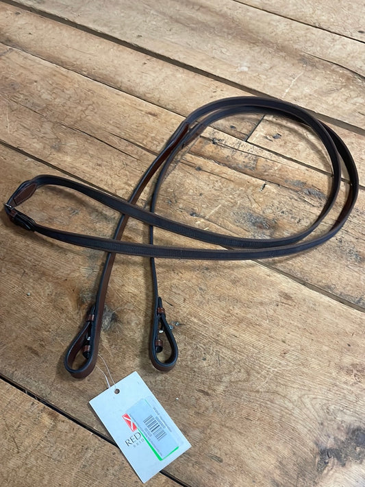 Red Barn Monkey Grip Reins w/Out Stops-Brown-Pin