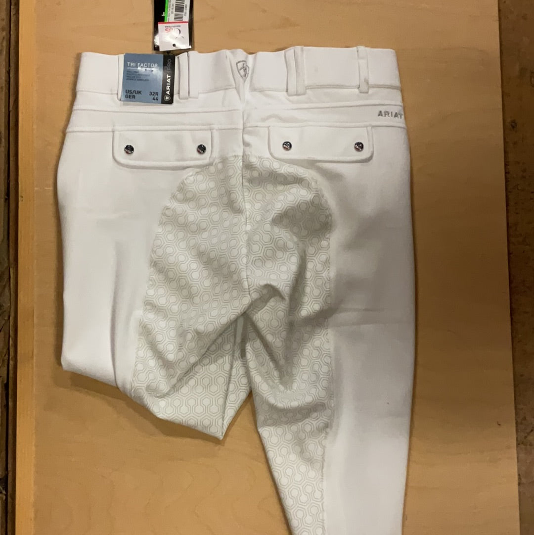 Ariat Tri Factor Grip Full Seat Breech-White-32R