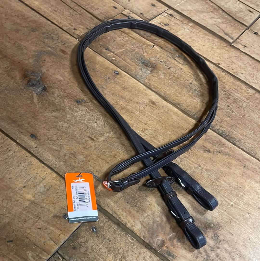 Schockemohle Durasoft Grip Reins-Brown/Silver-WB