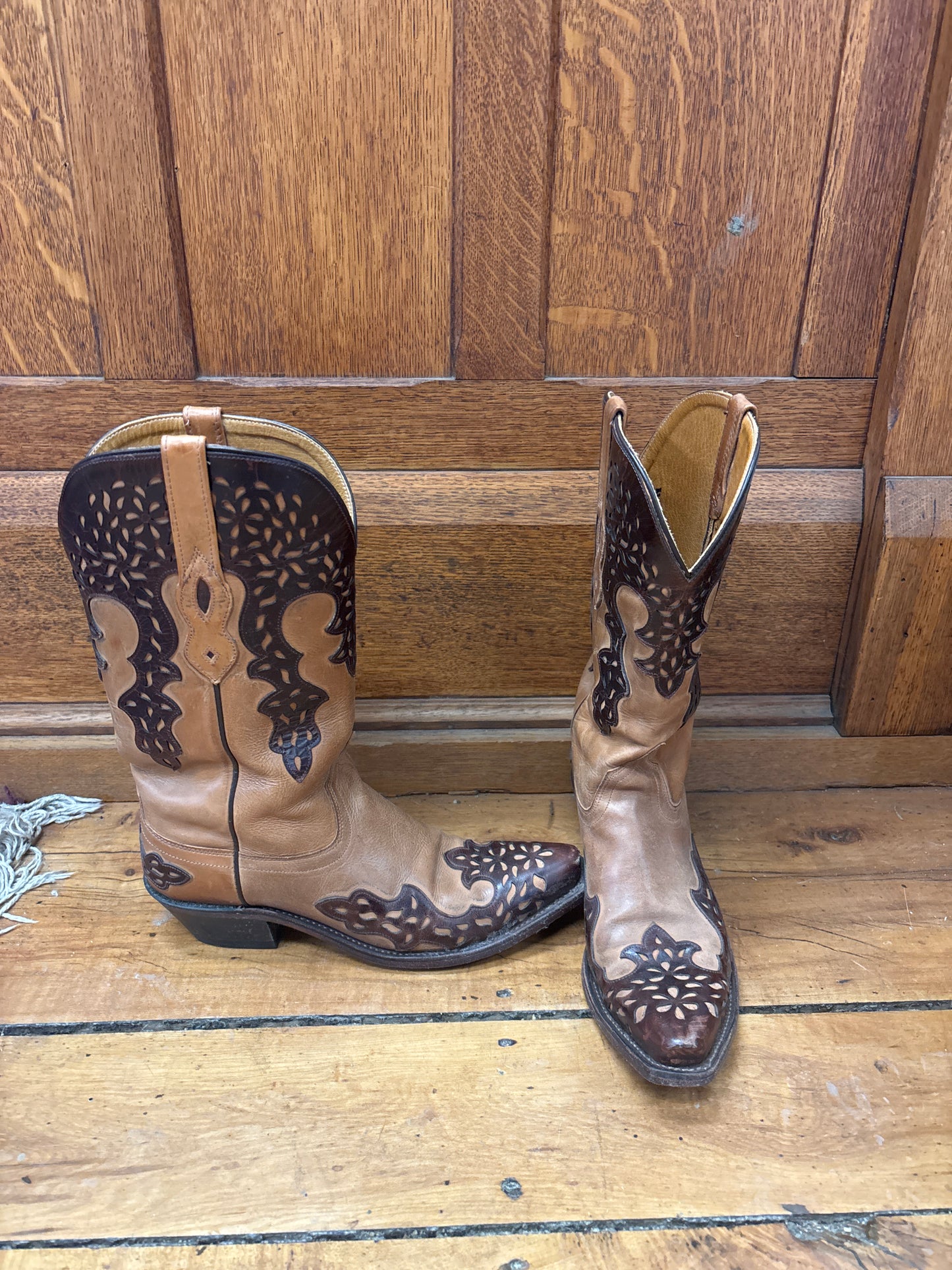 Old West Western Boots-Tan/Brown-9